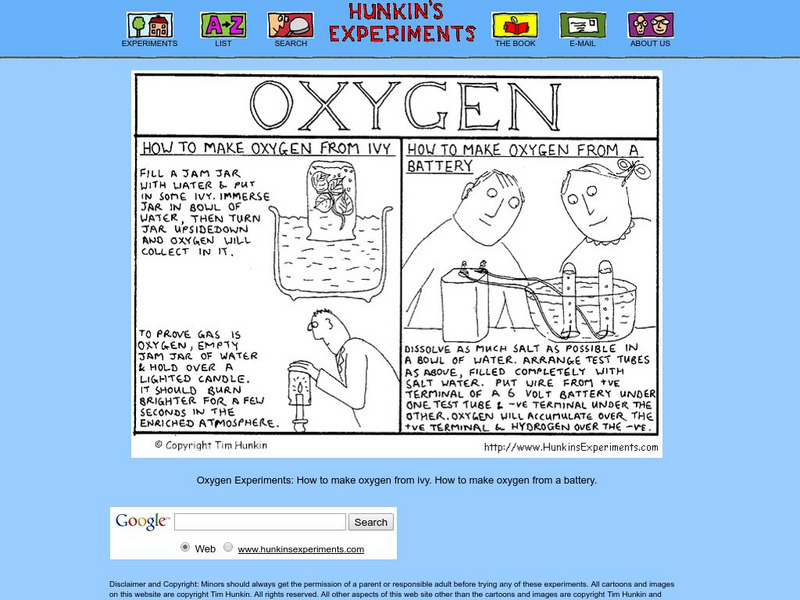 Hunkin's Experiments: How to Make Oxygen From a Battery Graphic Hunkin's Experiments: How to Make Oxygen From a Battery Graphic