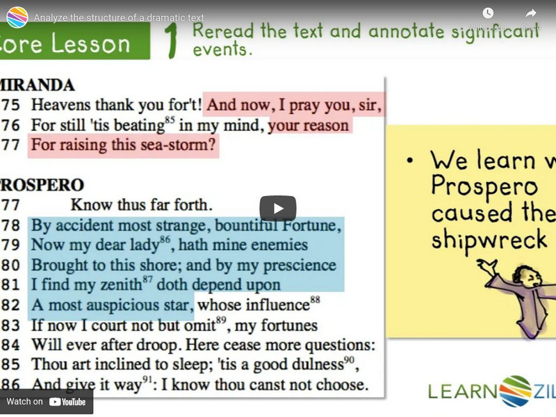 Learn Zillion: Lesson Video for 'Analyze the Structure of a Dramatic Text' Instructional Video Learn Zillion: Lesson Video for 'Analyze the Structure of a Dramatic Text' Instructional Video