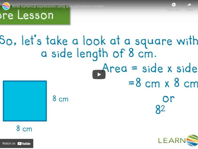 Learn Zillion: Write Numerical Expressions Using Area and Volume Models Instructional Video Learn Zillion: Write Numerical Expressions Using Area and Volume Models Instructional Video
