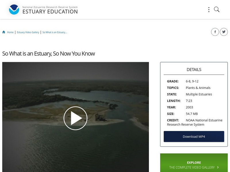 Noaa: Estuary Education: So What Is an Estuary, So Now You Know Instructional Video Noaa: Estuary Education: So What Is an Estuary, So Now You Know Instructional Video