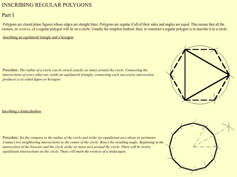 Depaul University: Inscribing Regular Polygons Handout Depaul University: Inscribing Regular Polygons Handout
