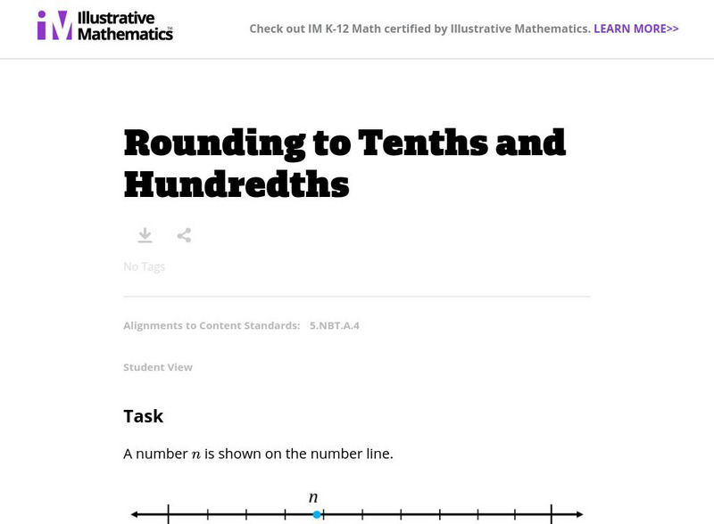 Illustrative Mathematics: Rounding to Tenths and Hundredths Lesson Plan Illustrative Mathematics: Rounding to Tenths and Hundredths Lesson Plan