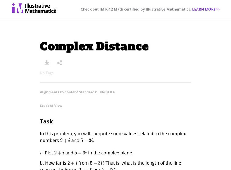 Illustrative Mathematics: N Cn Complex Distance Lesson Plan for 9th ...