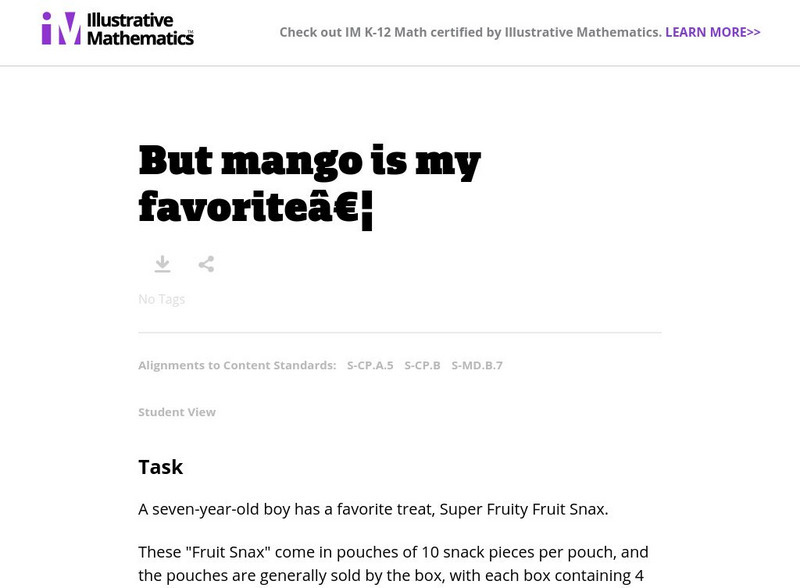 Illustrative Mathematics: 7.sp, S Cp, S Md but Mango Is My Favorite Lesson Plan Illustrative Mathematics: 7.sp, S Cp, S Md but Mango Is My Favorite Lesson Plan