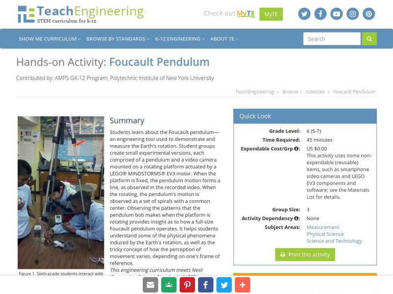Teach Engineering: Foucault Pendulum Activity Teach Engineering: Foucault Pendulum Activity