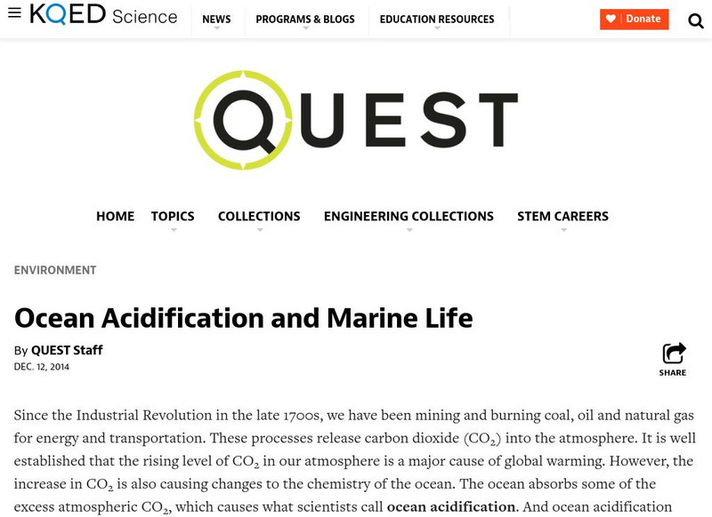 Quest: How Ocean Acidification Affects Shelled Organisms Handout Quest: How Ocean Acidification Affects Shelled Organisms Handout