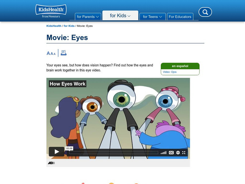 Kids Health: How the Body Works: Eyes Unit Plan
