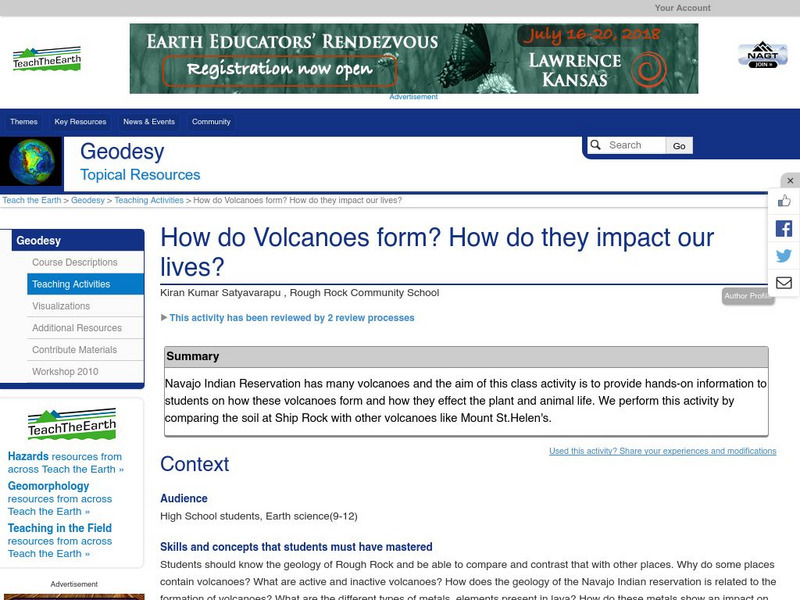 Serc: How Do Volcanoes Form? How Do They Impact Our Lives? Lesson Plan Serc: How Do Volcanoes Form? How Do They Impact Our Lives? Lesson Plan