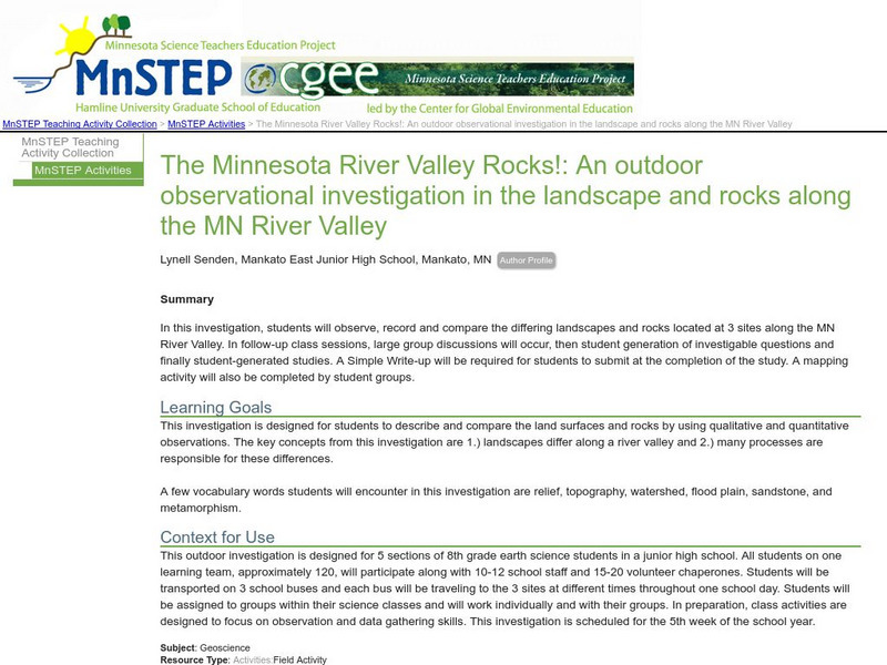 Serc: Minnesota River Valley Rocks: Outdoor Observational Investigation Lesson Plan