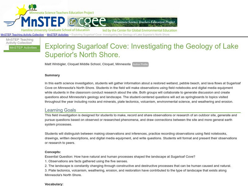 Serc: Exploring Sugarloaf Cove: Geology of Lake Superior's North Shore Lesson Plan Serc: Exploring Sugarloaf Cove: Geology of Lake Superior's North Shore Lesson Plan