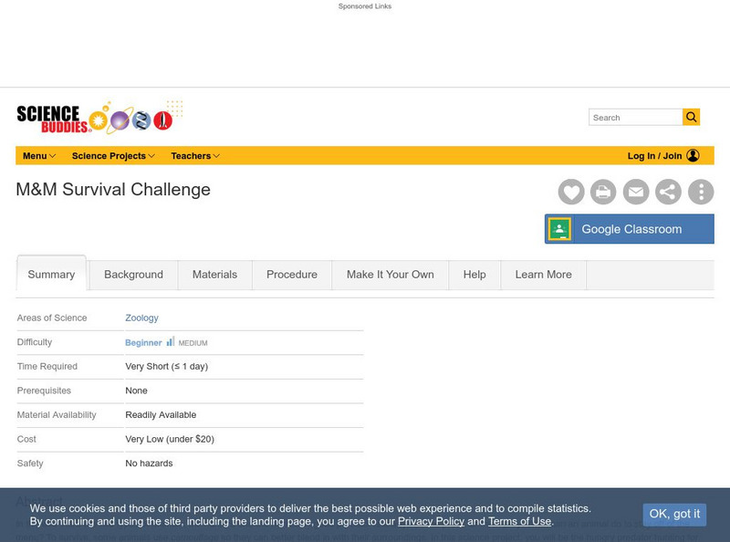 Science Buddies: M&m Survival Challenge Unit Plan