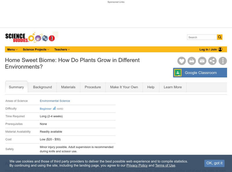 Science Buddies: Home Sweet Biome: How Do Plants Grow in Different Environments? Activity