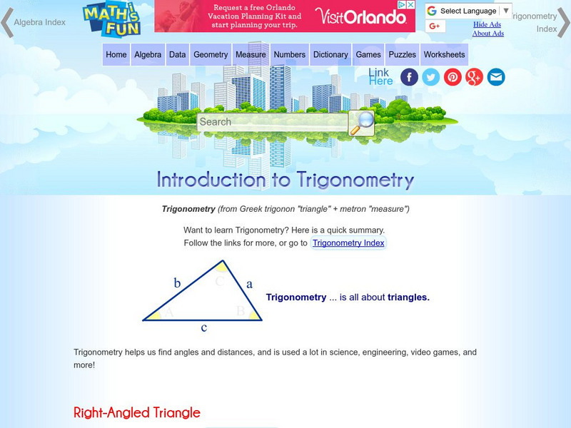 Math Is Fun: Introduction to Trigonometry Handout Math Is Fun: Introduction to Trigonometry Handout
