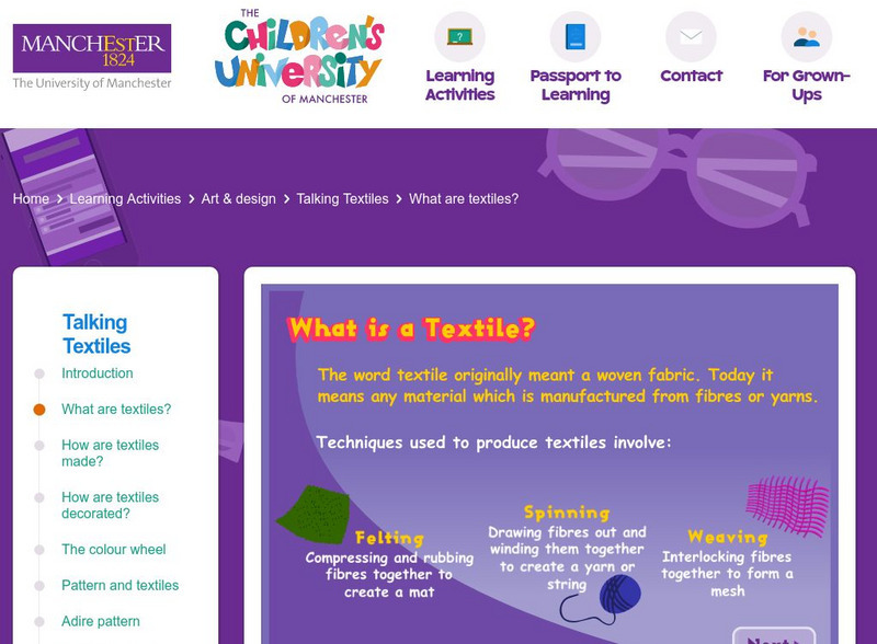 Children's University of Manchester: Talking Textiles: What Are Textiles? Interactive Children's University of Manchester: Talking Textiles: What Are Textiles? Interactive