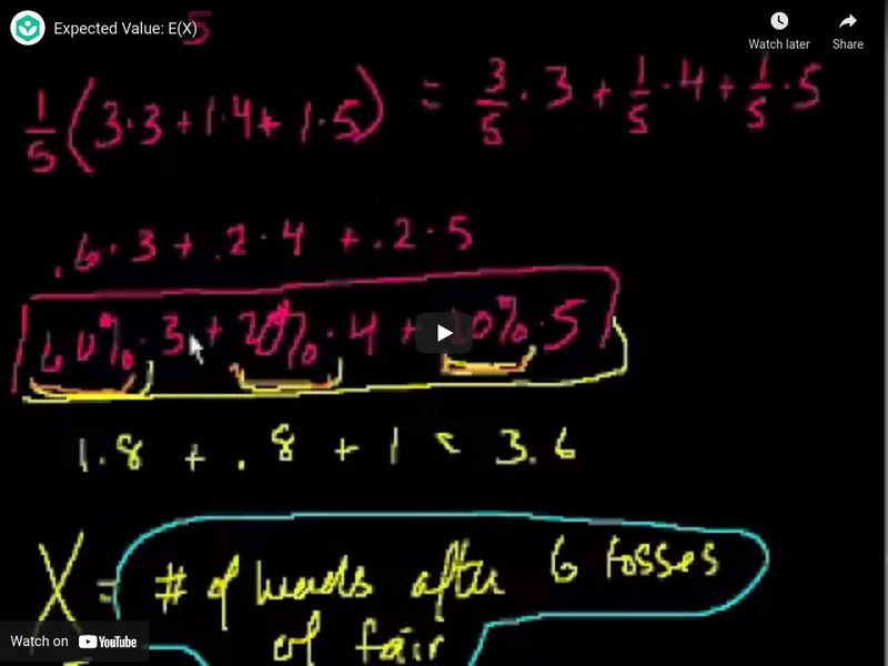 Khan Academy: Statistics: Expected Value E(x) Instructional Video