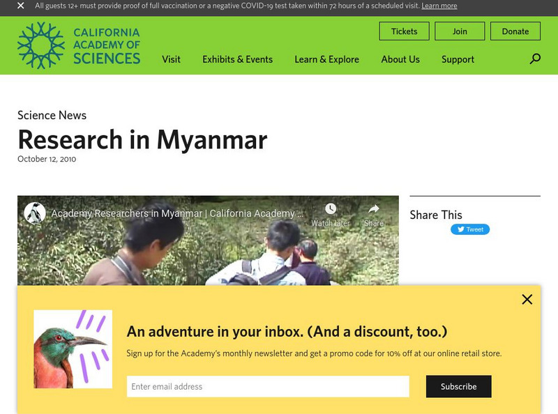 California Academy of Sciences: Research in Myanmar Instructional Video California Academy of Sciences: Research in Myanmar Instructional Video