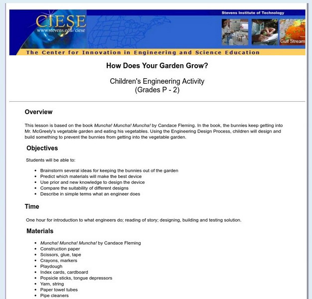 Ciese: How Does Your Garden Grow? Lesson Plan Ciese: How Does Your Garden Grow? Lesson Plan