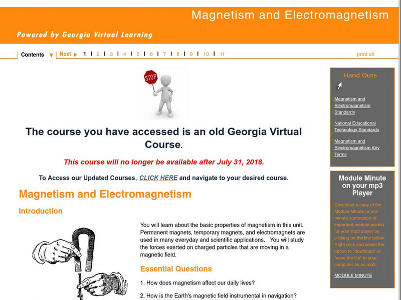 Ga Virtual Learning: Magnetism and Electromagnetism Unit Plan Ga Virtual Learning: Magnetism and Electromagnetism Unit Plan