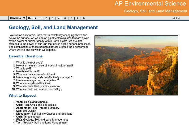Ga Virtual Learning: Ap Environmental Science: Geology, Soil and Land Management Unit Plan Ga Virtual Learning: Ap Environmental Science: Geology, Soil and Land Management Unit Plan