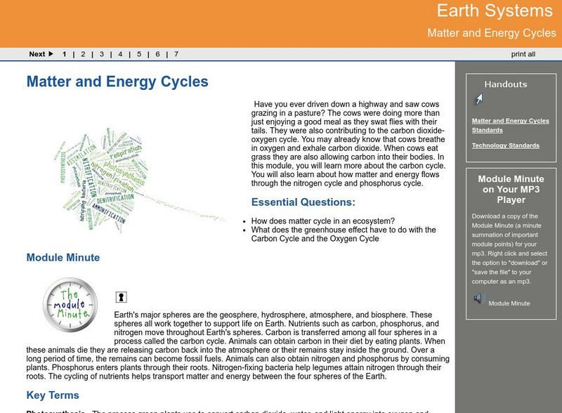 Ga Virtual Learning: Matter and Energy Cycles Unit Plan Ga Virtual Learning: Matter and Energy Cycles Unit Plan