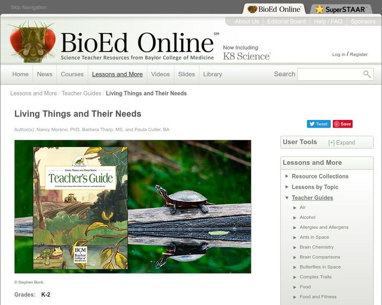 Bio Ed Online: Living Things and Their Needs Teacher's Guide Primary Bio Ed Online: Living Things and Their Needs Teacher's Guide Primary