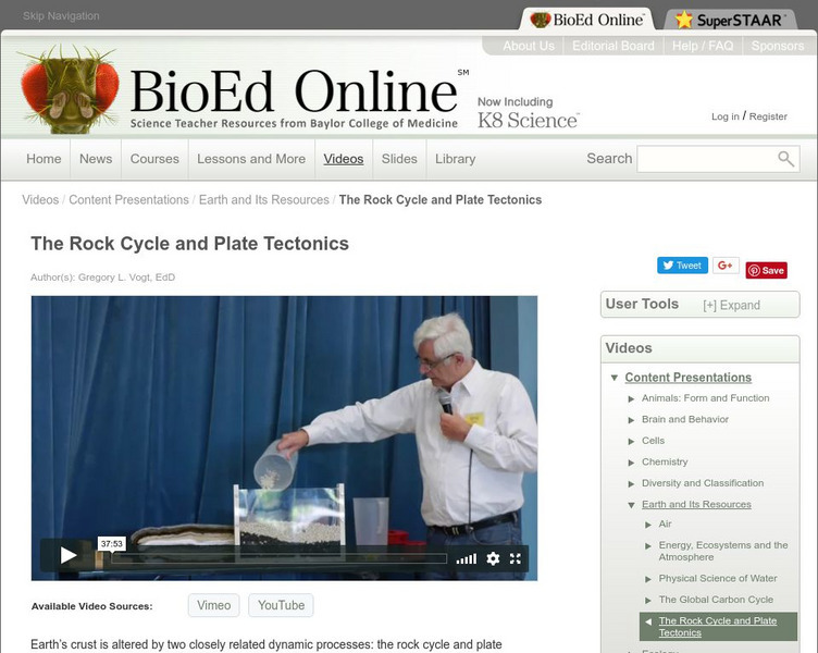 Bio Ed Online: The Rock Cycle and Plate Tectonics Instructional Video