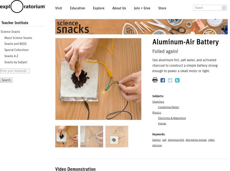 Exploratorium: Science Snacks: Aluminum Air Battery Activity Exploratorium: Science Snacks: Aluminum Air Battery Activity