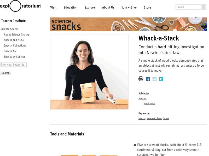 Exploratorium: Science Snacks: Whack a Stack Activity Exploratorium: Science Snacks: Whack a Stack Activity