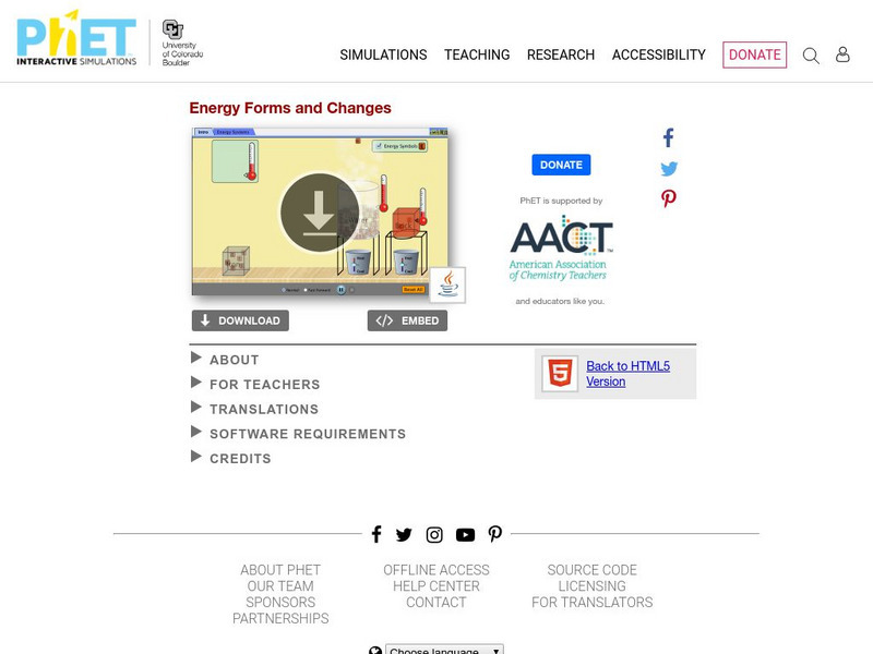 University of Colorado: Ph Et Interactive Simulations: Energy Forms and Changes Interactive University of Colorado: Ph Et Interactive Simulations: Energy Forms and Changes Interactive