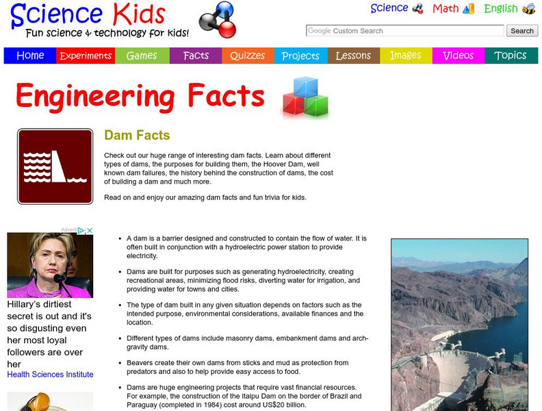 Science Kids: Engineering Facts: Dam Facts Handout