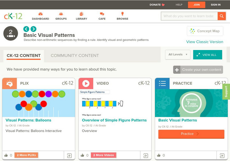 Ck 12: Elem Math: Overview of Simple Figure Patterns Instructional Video Ck 12: Elem Math: Overview of Simple Figure Patterns Instructional Video