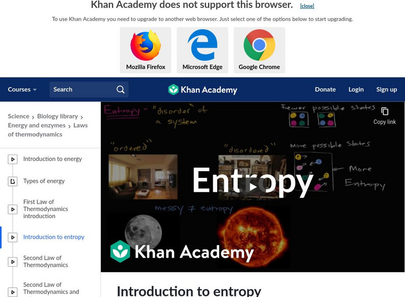 Khan Academy: Entropy: Embrace the Chaos Instructional Video