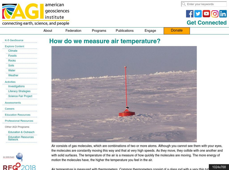 American Geosciences Institute: How Do We Measure Air Temperature? Article American Geosciences Institute: How Do We Measure Air Temperature? Article