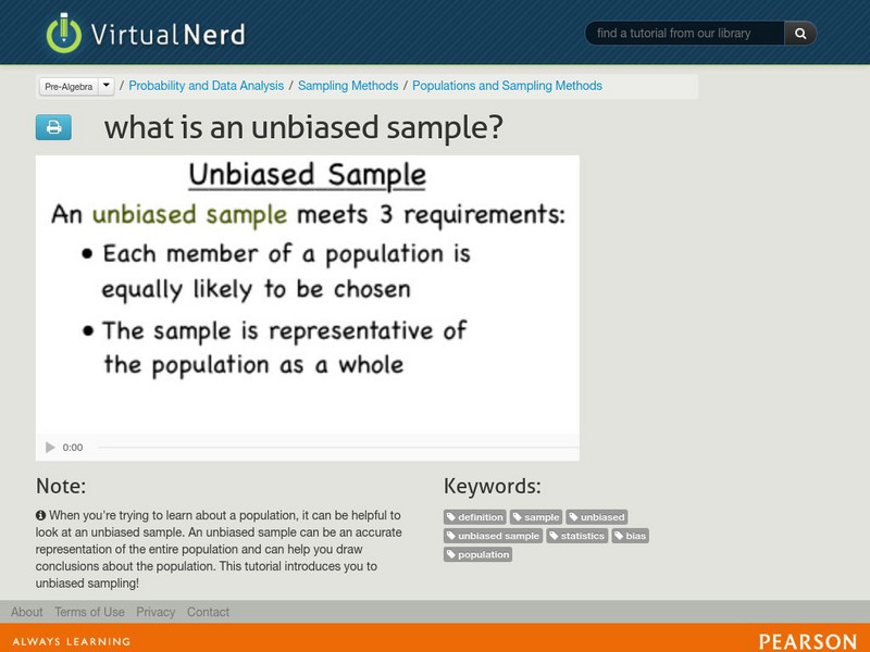 Virtual Nerd: What Is an Unbiased Sample? Instructional Video Virtual Nerd: What Is an Unbiased Sample? Instructional Video
