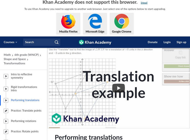 Khan Academy: Performing Translations Instructional Video Khan Academy: Performing Translations Instructional Video