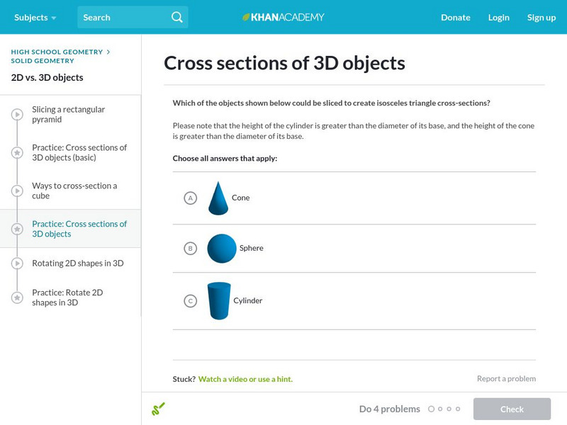 Khan Academy: Cross Sections of 3 D Objects Unknown Type Khan Academy: Cross Sections of 3 D Objects Unknown Type