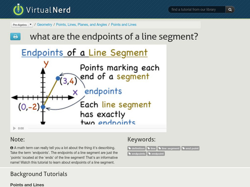 Virtual Nerd: What Are the Endpoints of a Line Segment? Instructional Video Virtual Nerd: What Are the Endpoints of a Line Segment? Instructional Video