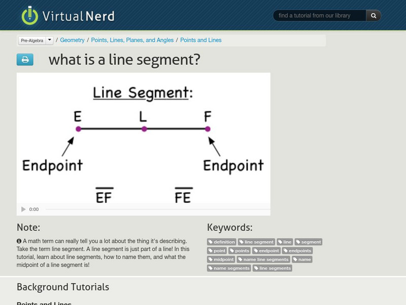 Virtual Nerd: What Is a Line Segment? Instructional Video Virtual Nerd: What Is a Line Segment? Instructional Video