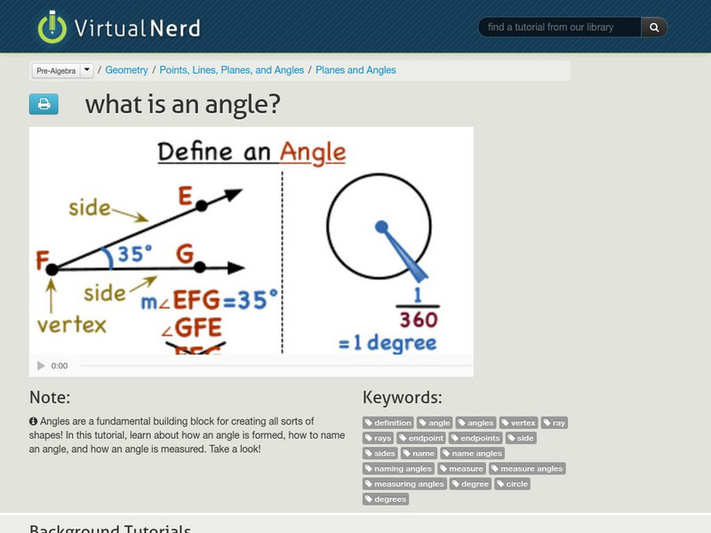 Virtual Nerd: What Is an Angle? Instructional Video Virtual Nerd: What Is an Angle? Instructional Video