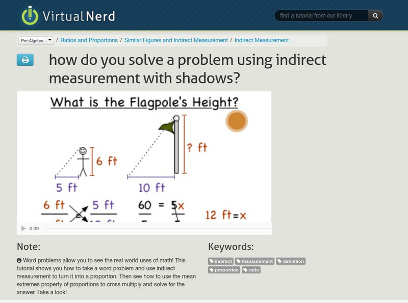 Virtual Nerd:how Do You Solve a Problem Using Indirect Measurement With Shadows? Instructional Video