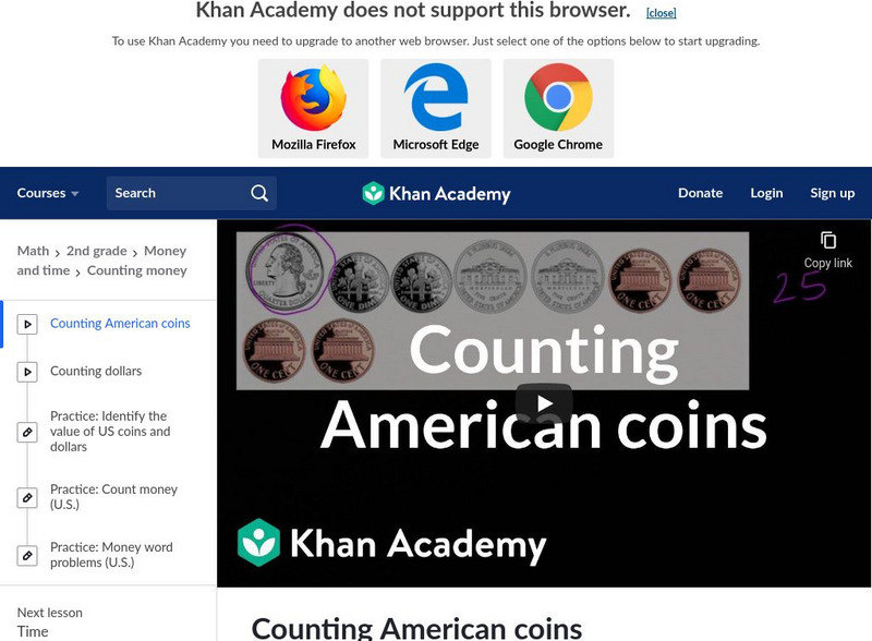 Khan Academy: Counting American Coins Instructional Video