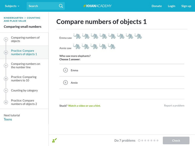 Khan Academy: Compare Numbers of Objects 1 Unit Plan Khan Academy: Compare Numbers of Objects 1 Unit Plan