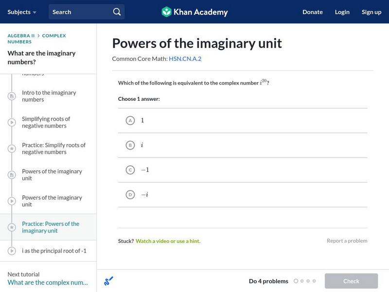 Khan Academy: Powers of the Imaginary Unit Unit Plan Khan Academy: Powers of the Imaginary Unit Unit Plan