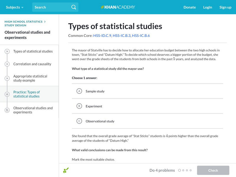 Khan Academy: Types of Statistical Studies Unknown Type Khan Academy: Types of Statistical Studies Unknown Type