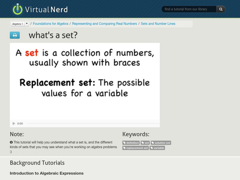 Virtual Nerd: What's a Set? Instructional Video