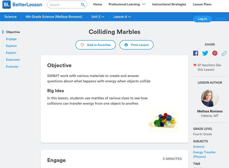 Better Lesson: Colliding Marbles Lesson Plan Better Lesson: Colliding Marbles Lesson Plan