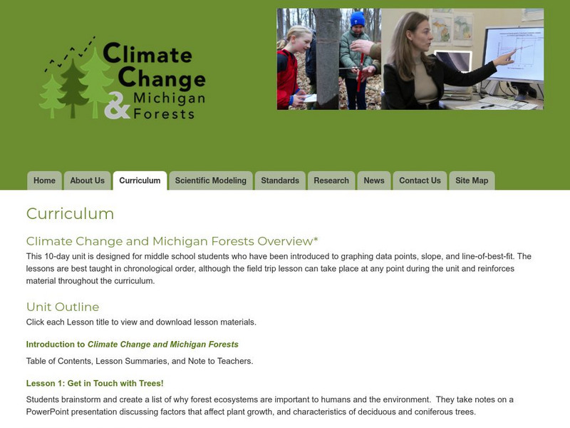 University of Michigan: Climate Change and Michigan Forests Lesson Plan University of Michigan: Climate Change and Michigan Forests Lesson Plan