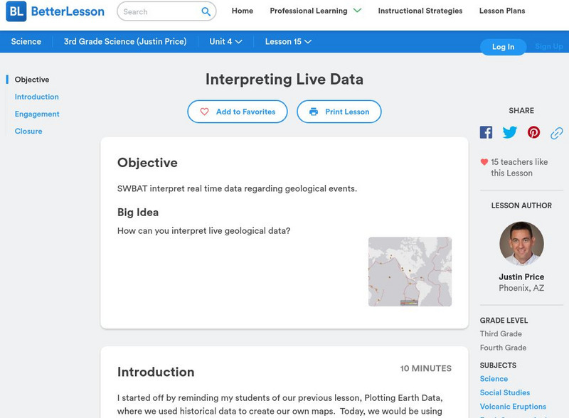 Better Lesson: Interpreting Live Data Lesson Plan Better Lesson: Interpreting Live Data Lesson Plan