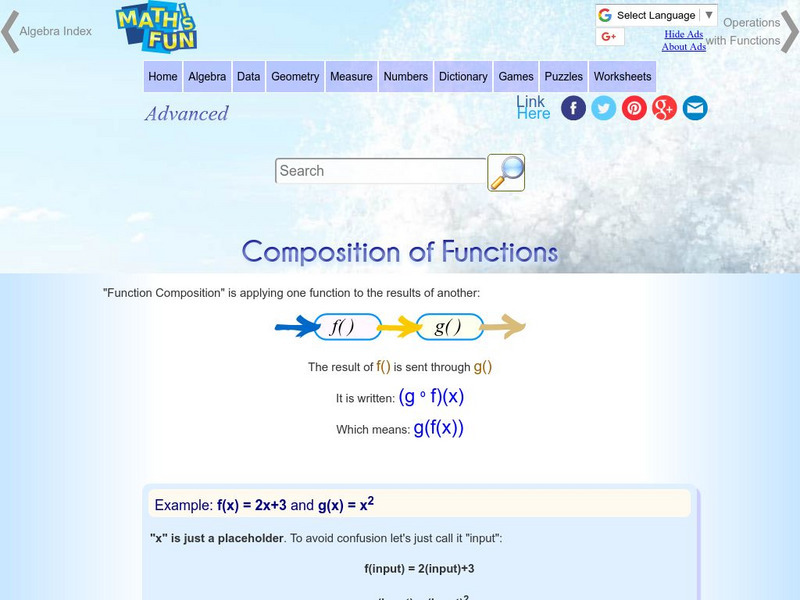 Math Is Fun: Composition of Functions Handout Math Is Fun: Composition of Functions Handout