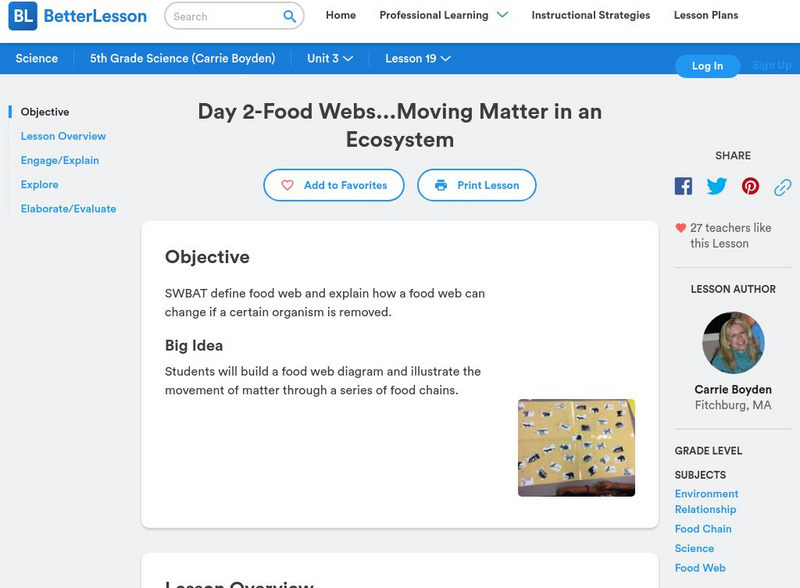 Better Lesson: Food Webs Moving Matter in an Ecosystem(day 2) Lesson Plan Better Lesson: Food Webs Moving Matter in an Ecosystem(day 2) Lesson Plan